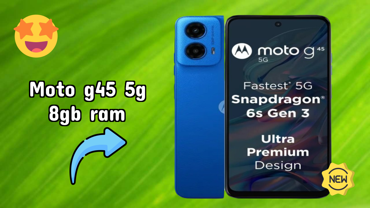 Moto G45 5G 8GB RAM Display Size: 6.5 Inches (16.51 Cm) Screen Quality